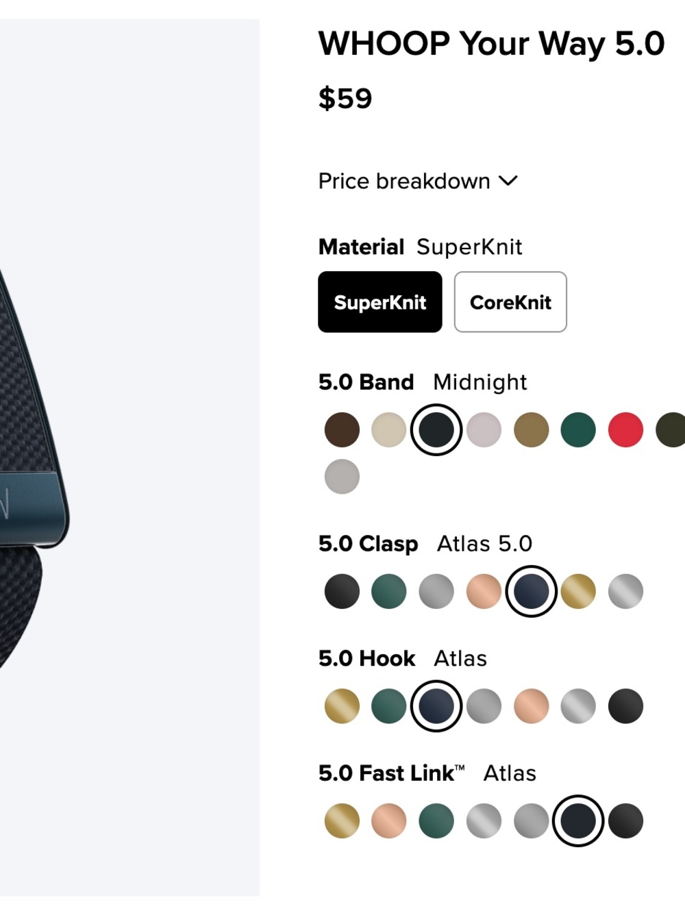WHOOP 5.0 SuperKnit Band — Midnight — New, Unopened